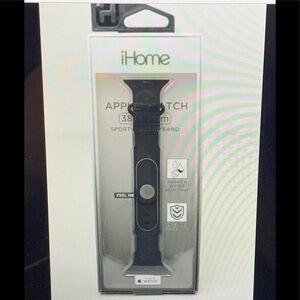 iHome Apple Watch Band 38/40mm Black Sport Silicone Band for Apple Watch NIB